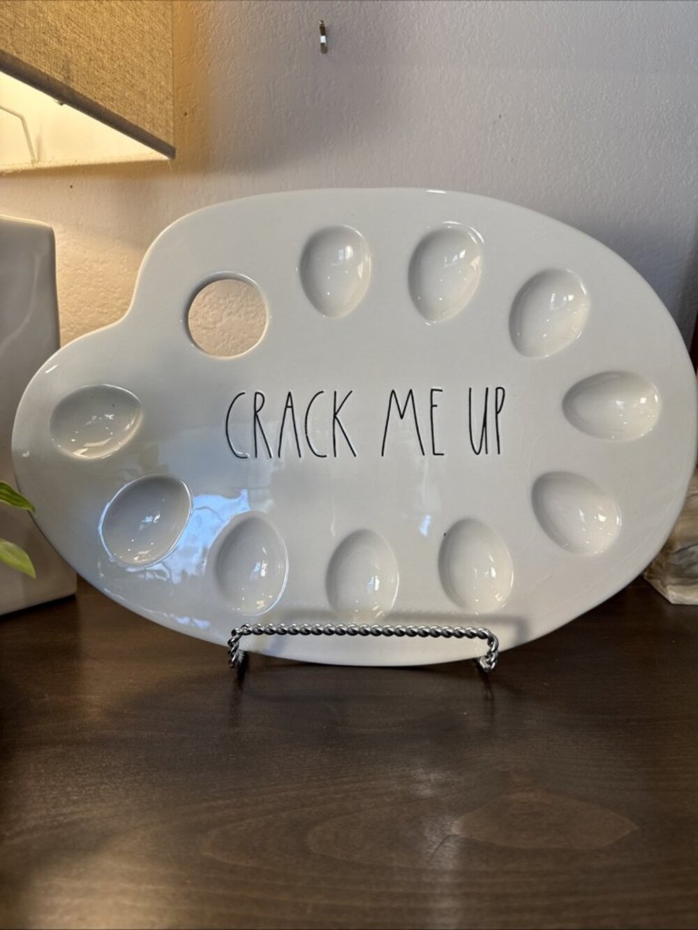 Rae Dunn "Crack Me Up" Deviled Egg Platter Palette Holder Tray Magenta